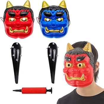 Amazon.co.jp: [iinoo] 鬼のお面 節分 豆まき コスプレ オニ退治